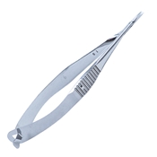 Vannas Straight Capsulotomy Scissors, Serrated Handle With Polished Finish, 6mm Blades, Sharp Pointed Tips, 8mm Mid Screw To Tip, And Overall Length Of 3 1/4" (84mm)  